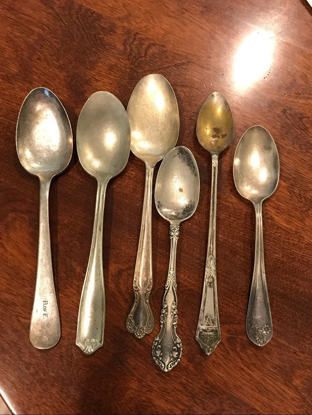 Assorted Vintage Silver-Tone Dining Spoons - Set of 6